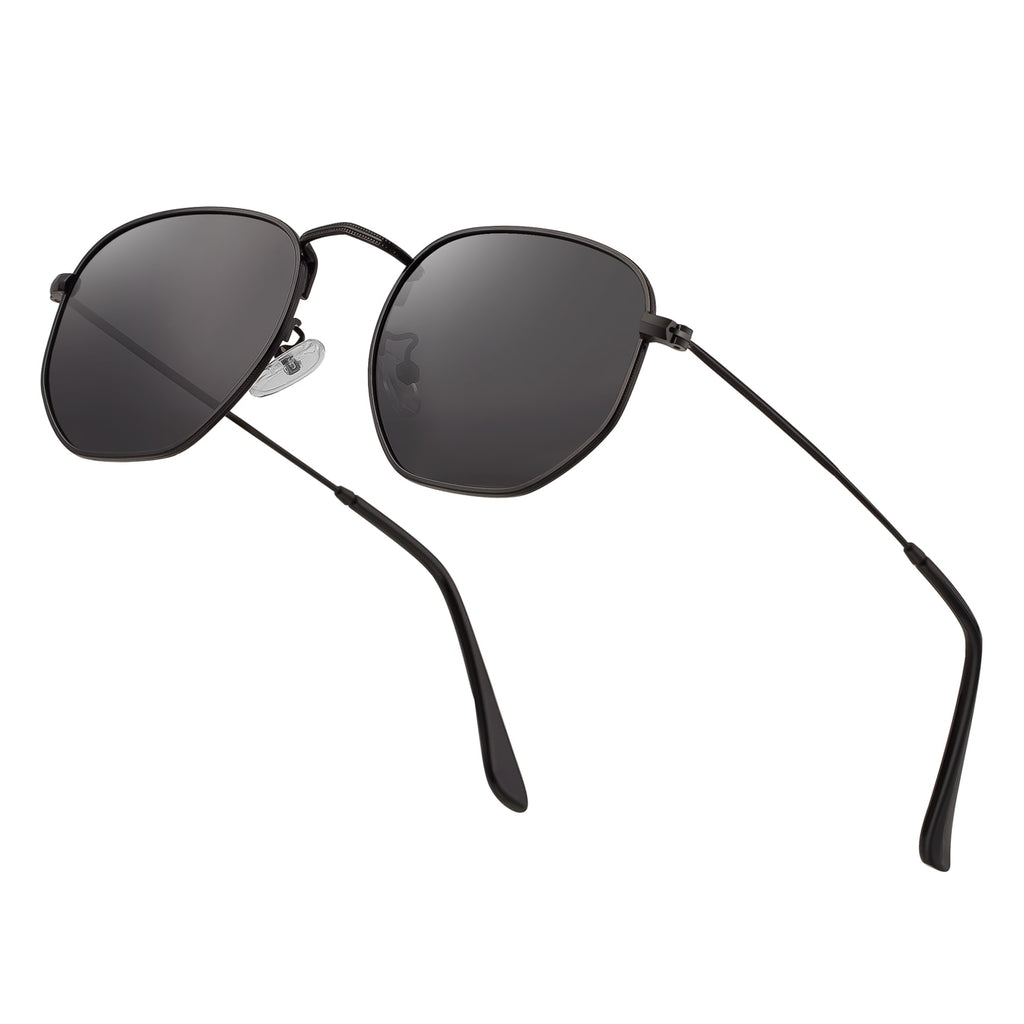Hexagonal black sunglasses cheap